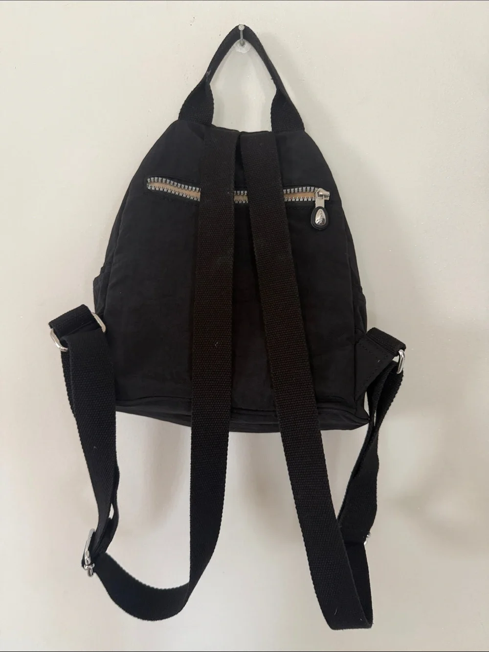 Lily & Drew Black Canvas Mini Backpack – Compact Everyday Bag